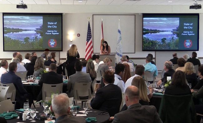 A video still from last year's State of the City Address at the Palm Coast Community Center. 