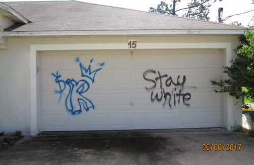 The graffiti on Rolling Sands Drive earlier this month. (FCSO)