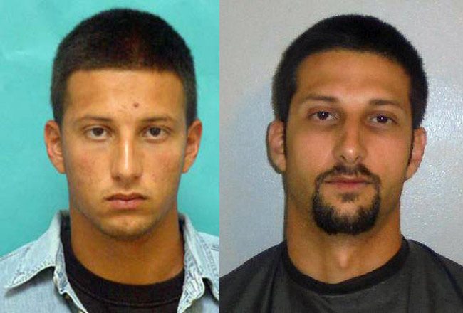 Stephen Goldberg in his Florida prison booking photo, left, and his latest Flagler jail photo.