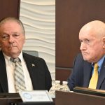 Ray Stevens, left, and Dave Sullivan, occupying the same District 3 seats at different times. (© FlaglerLive)