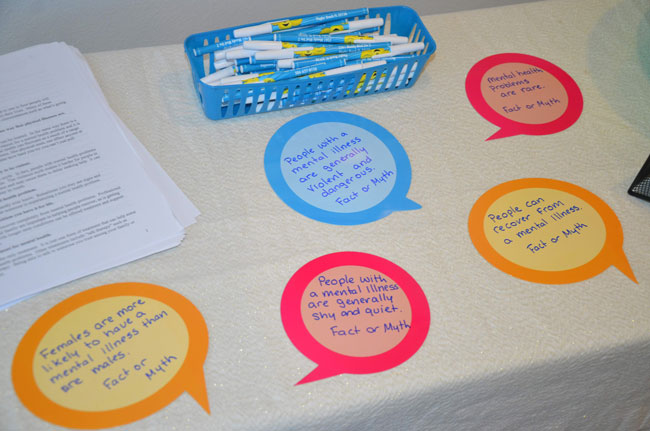 A mental health awareness display at a suicide town hall held in Palm Coast last May. (© FlaglerLive)