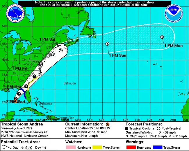  Tropical Storm Andrea will not be a stranger to Flagler County as it swathes its way northeast.