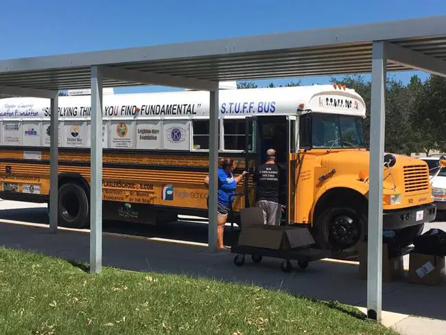 The Flagler Education Foundation's Stuff Bus, still busy after all these years: last week it traveled through West Flagler to bring basic necessities to residents flooded by Hurricane Irma. (Facebook)