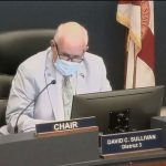 County Commission Chairman Dave Sullivan at today's meeting. He had been pushing for a mask mandate, but settled for a resolution that eschews the word 'mandate' in favor of strongly encouraging residents to wear masks.