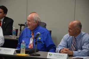 County Commissioner Dave Sullivan, left, is willing to increase the property tax rate modestly. Don O'Brien is not. Both agree taxes are going up regardless. (© FlaglerLive)