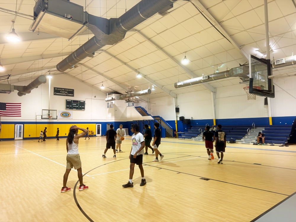 Students enrolled in a summer camp at Carver Center playing there last week. (© FlaglerLive)
