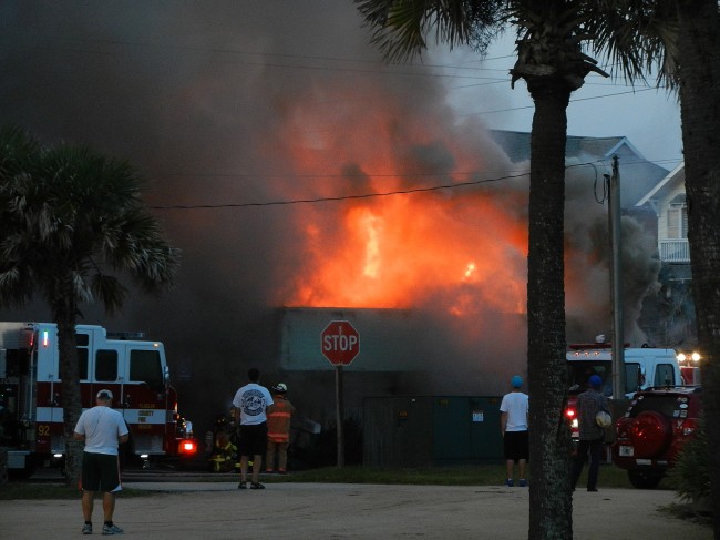 The fire at its height. Click on the image for larger view. (© Sherry Baker for FlaglerLive)