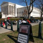 Even a day before the oral arguments, a line had formed outside the Supreme Court to sit in on the court’s session.