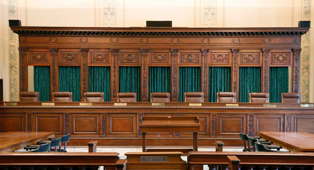 The Oklahoma Supreme Court bench is pictured in the state Capitol in Oklahoma City in 2014. 