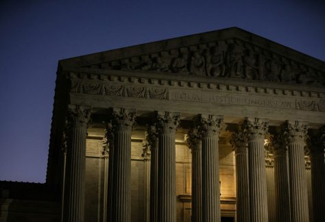 The U.S. Supreme Court building at dawn in Washington, D.C.