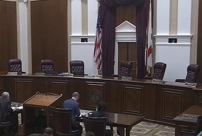 The Florida Supreme Court is about to go whiter. (© FlaglerLive via Florida Channel) 