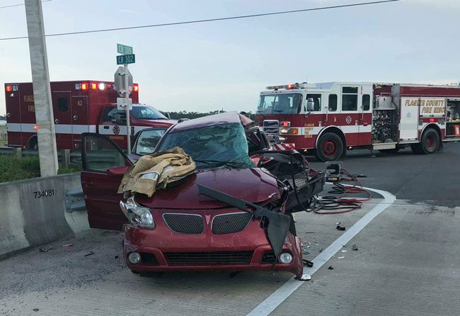 The Pontiac was t-boned. (Flagler County Professional Firefighters Local 4337)