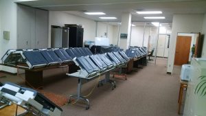 The Flagler elections office's ouch screen tabulators as they are being prepared for the election. Click on the image for larger view. (Supervisor of Elections Office)