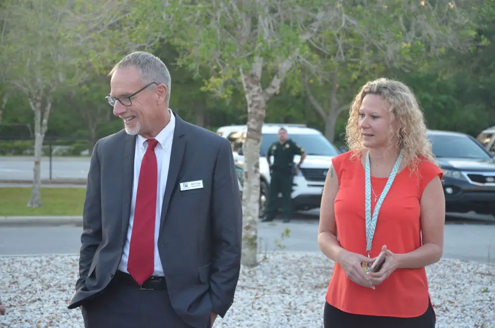 Exactly a year ago, Superintendent Jim Tager and Flagler County Education Association participated in walk-ins across the district, in support of teachers and service employees. The unions' relationships with district administration has long been stable and cooperative. (© FlaglerLive)
