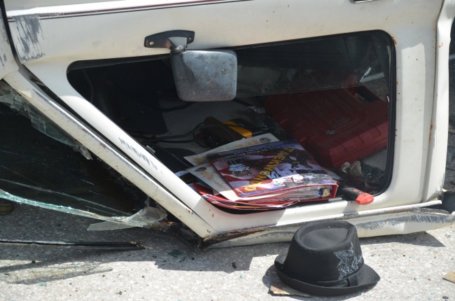 Brinkley was able to crawl out of the passenger-side door. Click on the image for larger view. (© FlaglerLive)