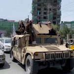 Taliban soldiers patrolling Kabul in 2021. (Wikimedia Commons)