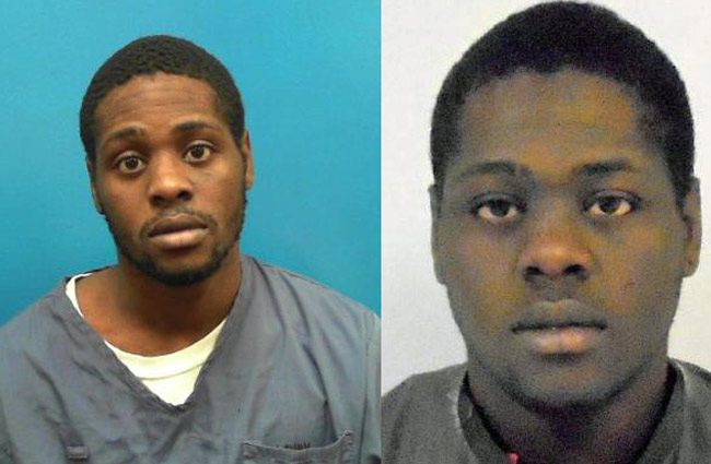 Tavares Calloway in his prison mug shot, left, and at the Flagler County jail in 2015. 