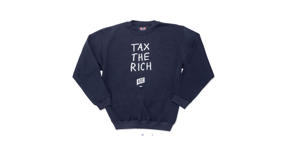 It's not just for galas: Rep. Alexandria Ocasio Cortez has a whole clothing line. That particular sweatshirt costs $58. 