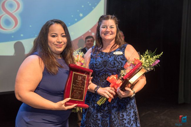 Ariana Perez, left, who works in the school district's central office, and Rymfire Elementary teacher Kate Sturman. (Flagler Schools)