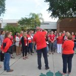 Message received: a rally for teachers by Flagler County's teachers union in 2019. (© FlaglerLive)