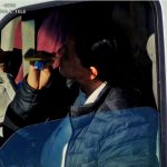 In footage captured by a drone, Ip, her window halfway down, is seen casually brushing her teeth and spitting into in a can. (© FlaglerLive via FCSO video)