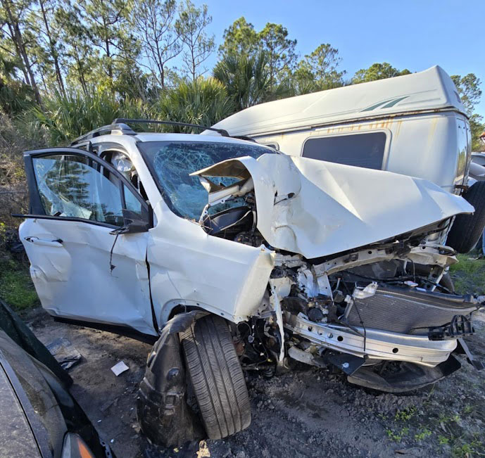 The car after the crash. (Waterman family)