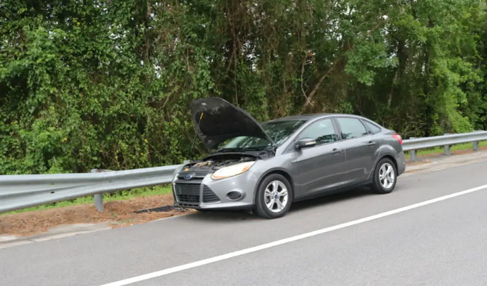 Thomas Brown's Ford Focus as he left it by the side of County Road 305 Monday evening. (FCSO)