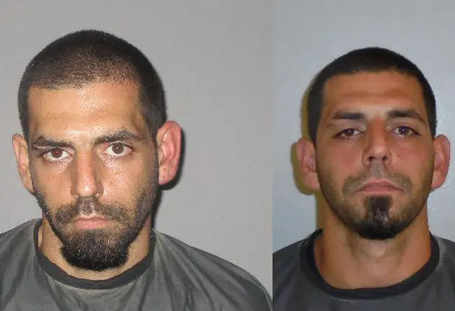 Thomas Rando in his Sunday booking photo at the county jail, left, and in a previous booking. He's had several arrests, on drug and driving charges.