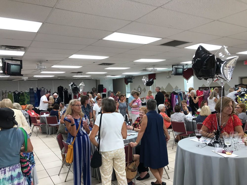 The nearly new thrift store in action last Saturday.