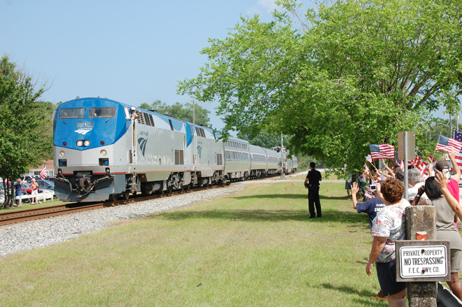 Bunnell Greets Amtrak Train 