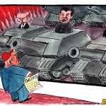 Trump at Tiananmen Square - 2025 by Christo Komarnitski, Bulgaria