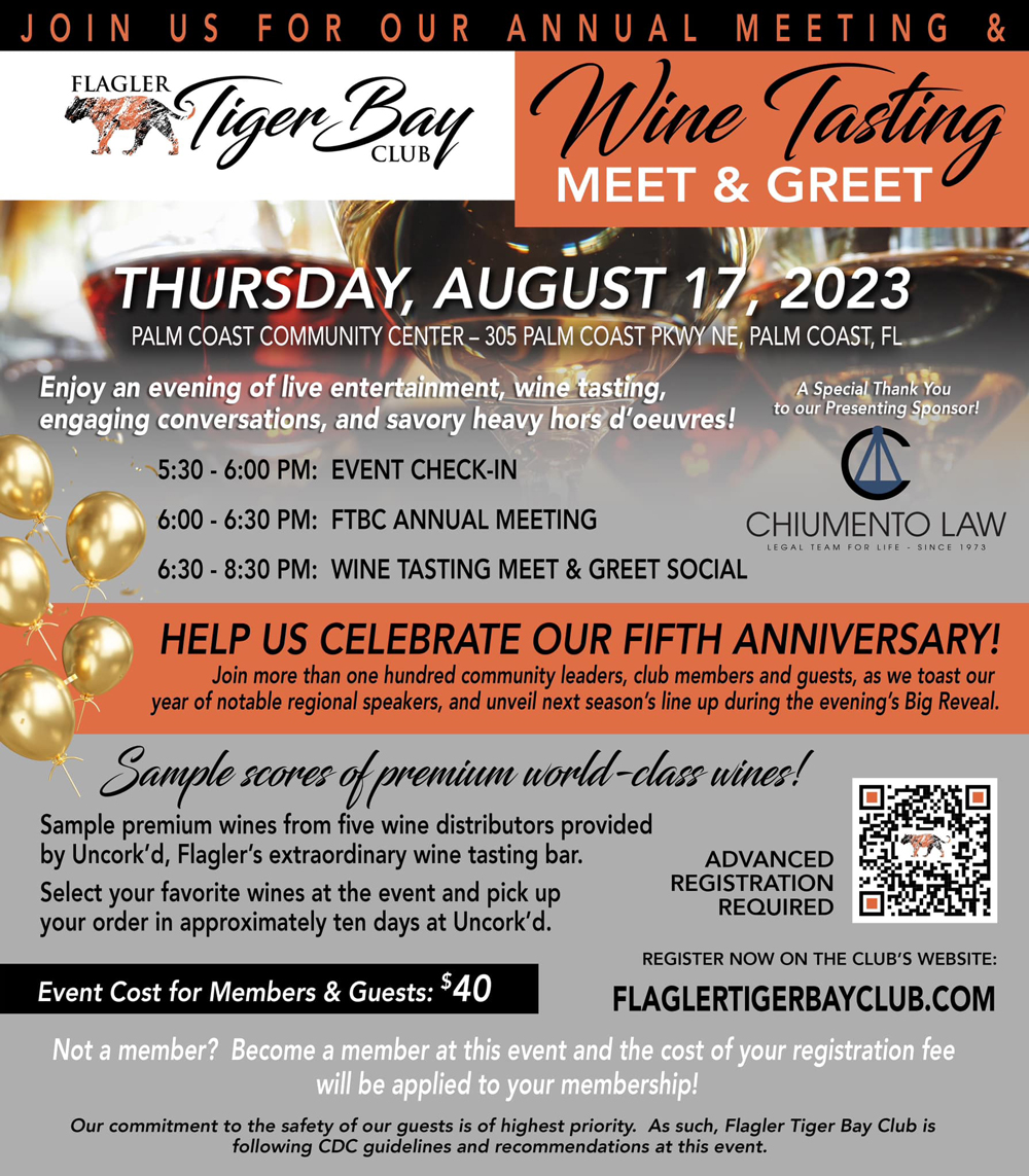 Flagler Tiger Bay Wine Tasting Meet & Greet