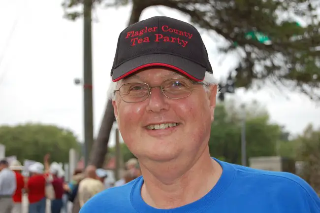 Tom Lawrence, chairman of the Flagler County Tea Party Group, presented the sort of misleading information the school district has been battling as it defends a proposed tax referendum. (© FlaglerLive)