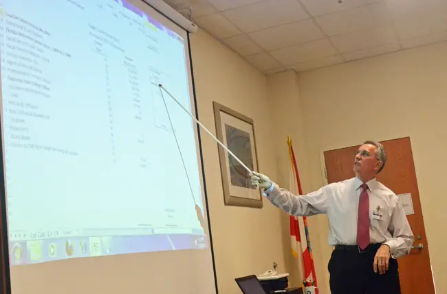 Flagler County School District Finance Director Tom Tant has been pointing to disparities that penalize Flagler's education funding for years. (© FlaglerLive)