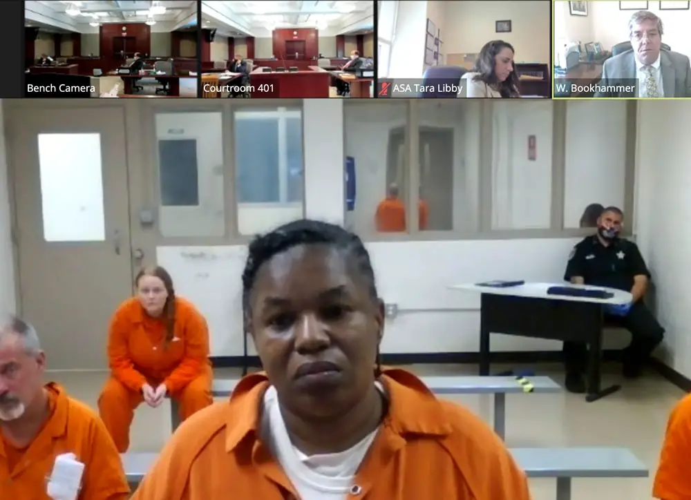 Tonya Bennett had faced up to 30 years in prison fora first-degree felony arson charge. She will serve 10 years' probation if the judge agrees to the plea terms to be submitted Thursday. (© FlaglerLive via Flagler court TV)