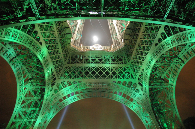 The Eiffel Tower, green-lit for Rugby's World Cup a few years ago. (Cyrille)