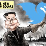 Musk's Town Square by Kevin Siers, The Charlotte Observer.