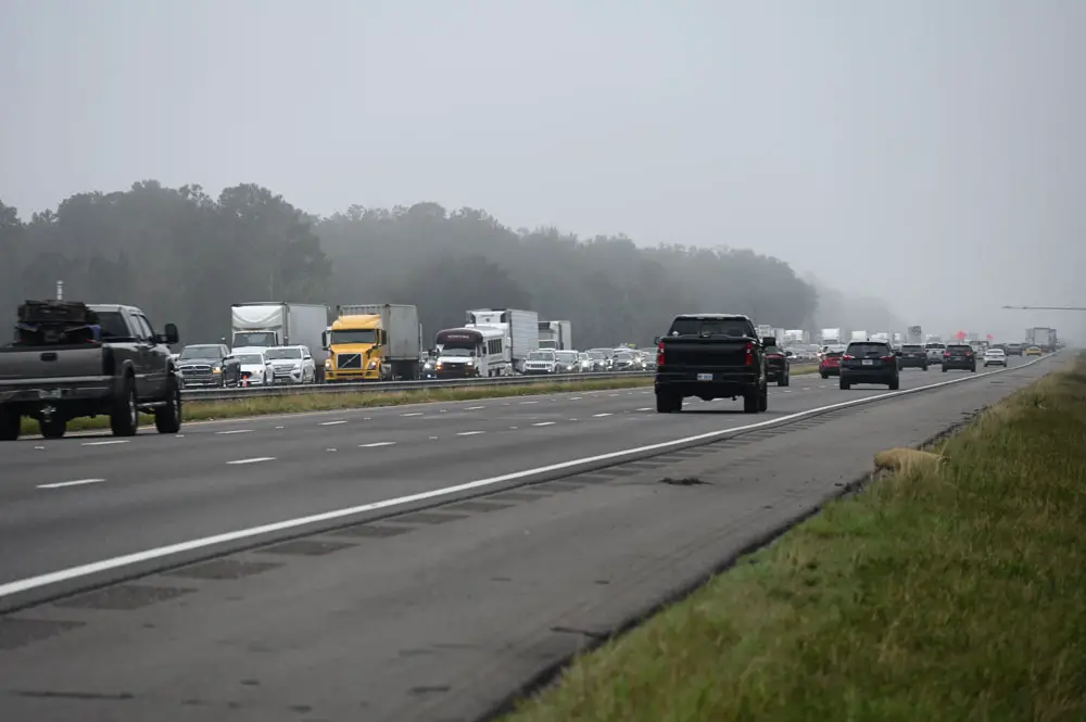 The crash closed two of the three northbound lanes of I-95 and snarled traffic past State Road 100 to the south. (© FlaglerLive)