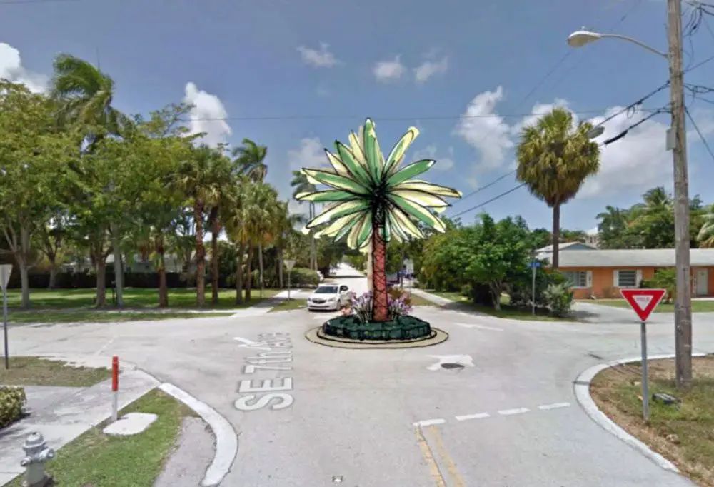 Traffic-calming methods such as small roundabouts were part of the options presented to the Palm Coast CIty Council for Florida Park Drive. But local residents tend not to like roundabouts. Council members warmed to other measures instead, including a heavy-truck ban on the two miles of the heavily residential road. The image above is a rendering produced by the city.