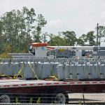 Replacement transformers stocked at FPL's facility in Palm Coast ahead of Hurricane Dorian in 2019. (© FlaglerLive)
