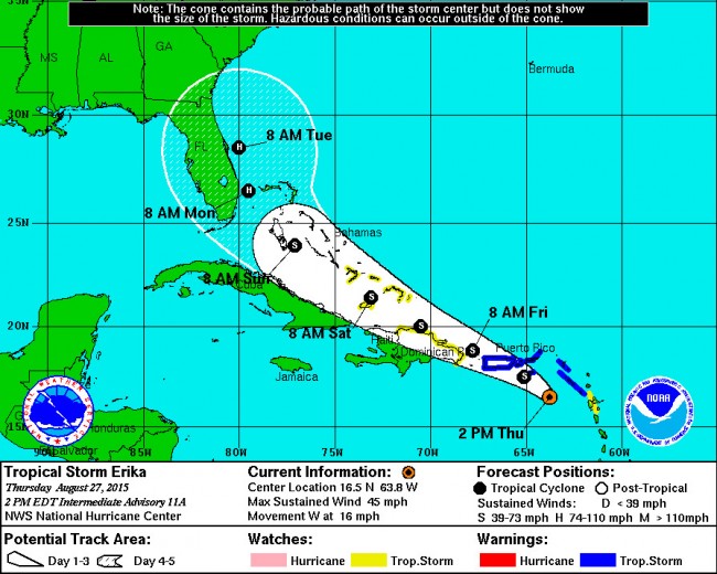 tropical storm erika