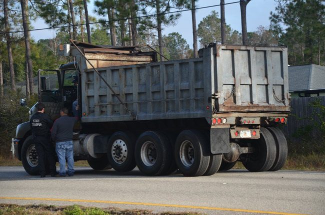 The truck appears to have sustained little damage. (© FlaglerLive)