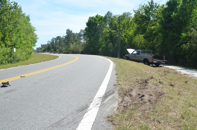 Where the truck swerved off the road. Click on the image for larger view. (© FlaglerLive)