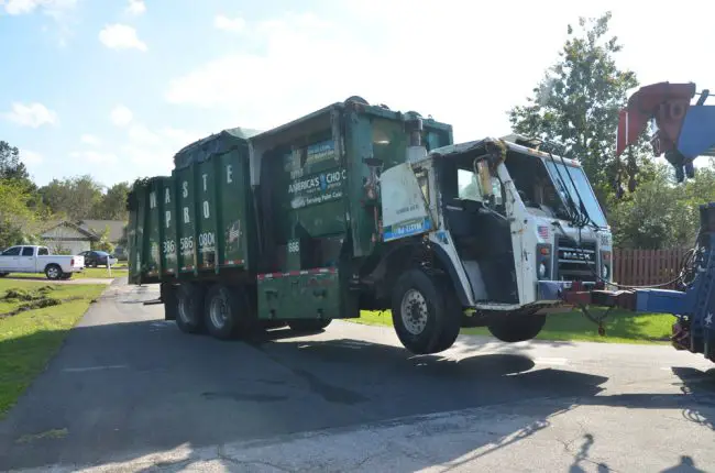 Roger's Towing removed the truck. (© FlaglerLive)