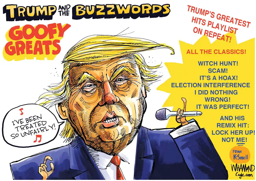 Trump's Greatest Hits by Dave Whamond, Canada, PoliticalCartoons.com