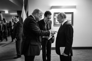 Trump channels his LBJ against Putin in a moment caught by the White House photographer in Alaska.
