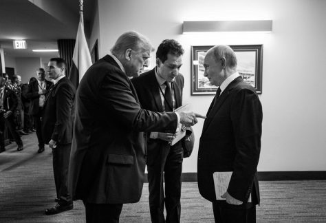 Trump channels his LBJ against Putin in a moment caught by the White House photographer in Alaska.