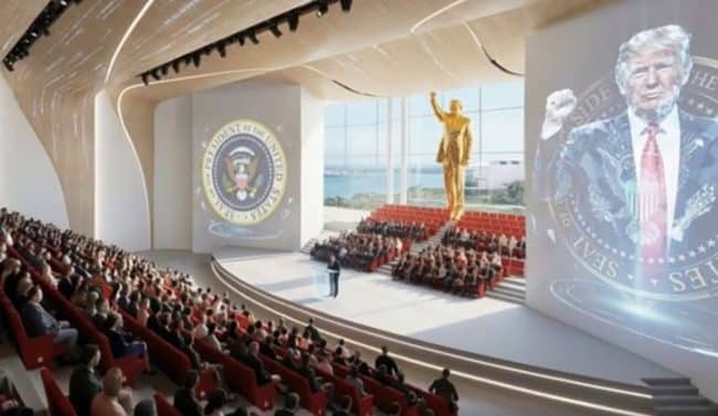 trump library statue