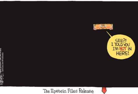 Trump Is Definitely Not In Epstein Files by Rick McKee, CagleCartoons.com