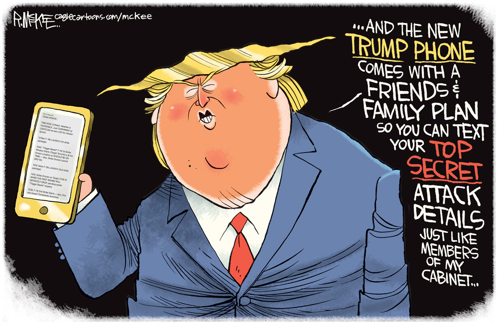 Trump Phone Friends and Family Plan by Rick McKee, CagleCartoons.com